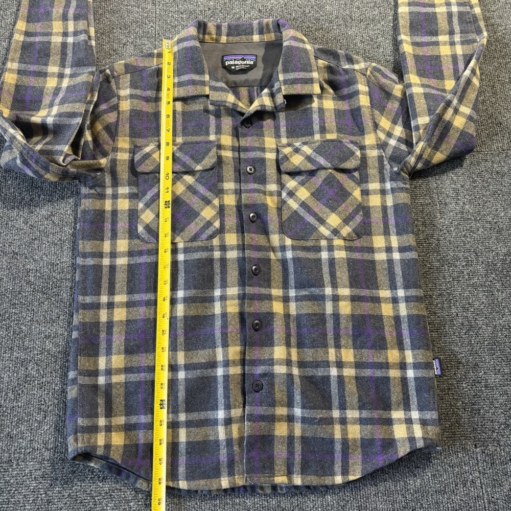 Patagonia Recycle Wool Shirt Mens Medium Flap Pocket Retro Plaid Long Sleeve - Picture 8 of 9